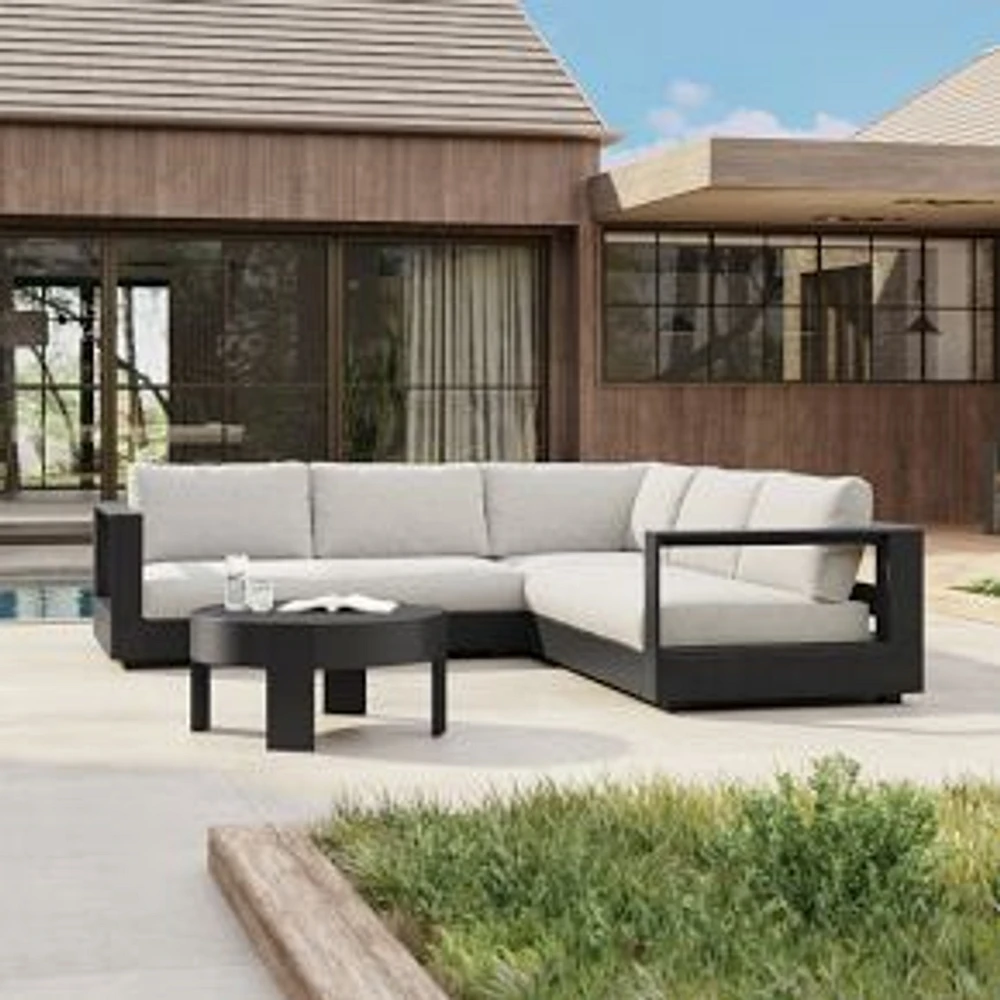 Telluride Aluminum Outdoor 115in 3 Piece L Shaped Sectional, Dark Bronze