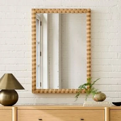 Cantilever Textured Wood Wall Mirror, Blonde, 28X40