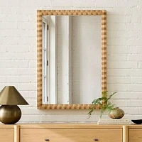 Cantilever Textured Wood Wall Mirror, Blonde, 28X40