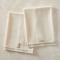 Daphne Embroidered Tea Towels, White, Set of 2