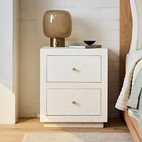 Mayson Painted Grasscloth Nightstand, 18", Grasscloth, Ivory