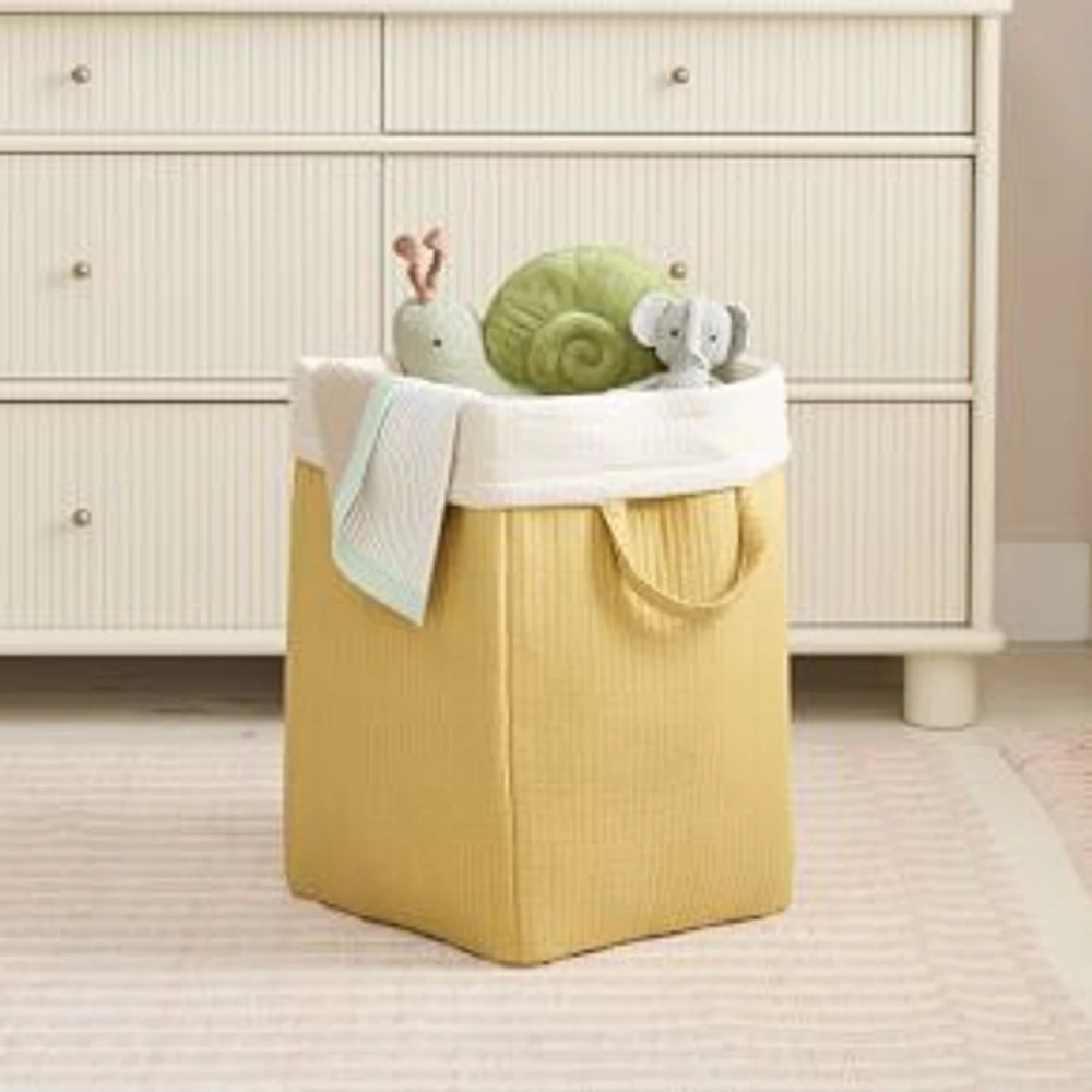 Foldover Quilted Hamper, Ochre, 20x14