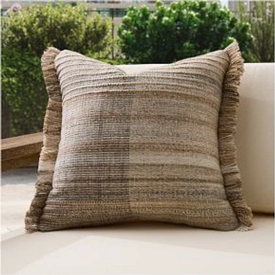 Outdoor Natural Fringe Pillow, 18X18in, Natural