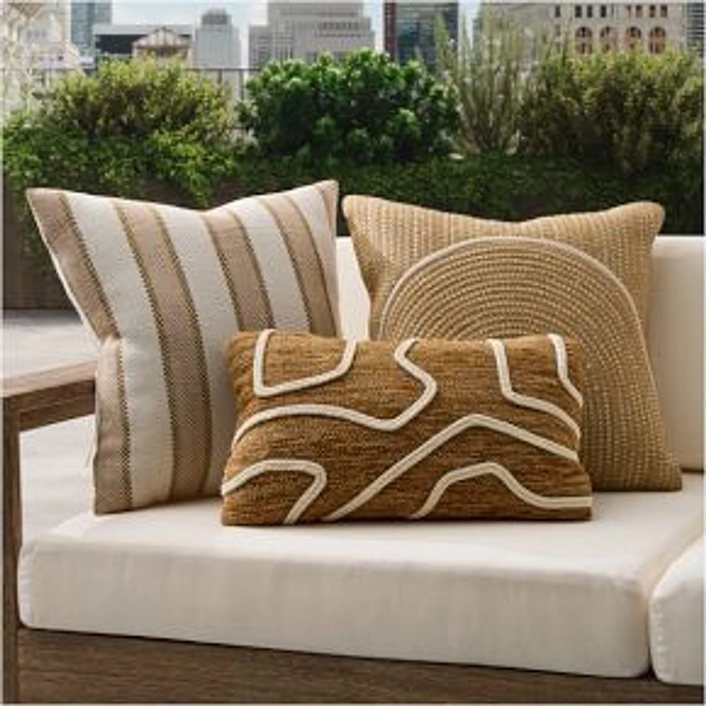 Outdoor Woven Arches Pillow, 20x20, Camel