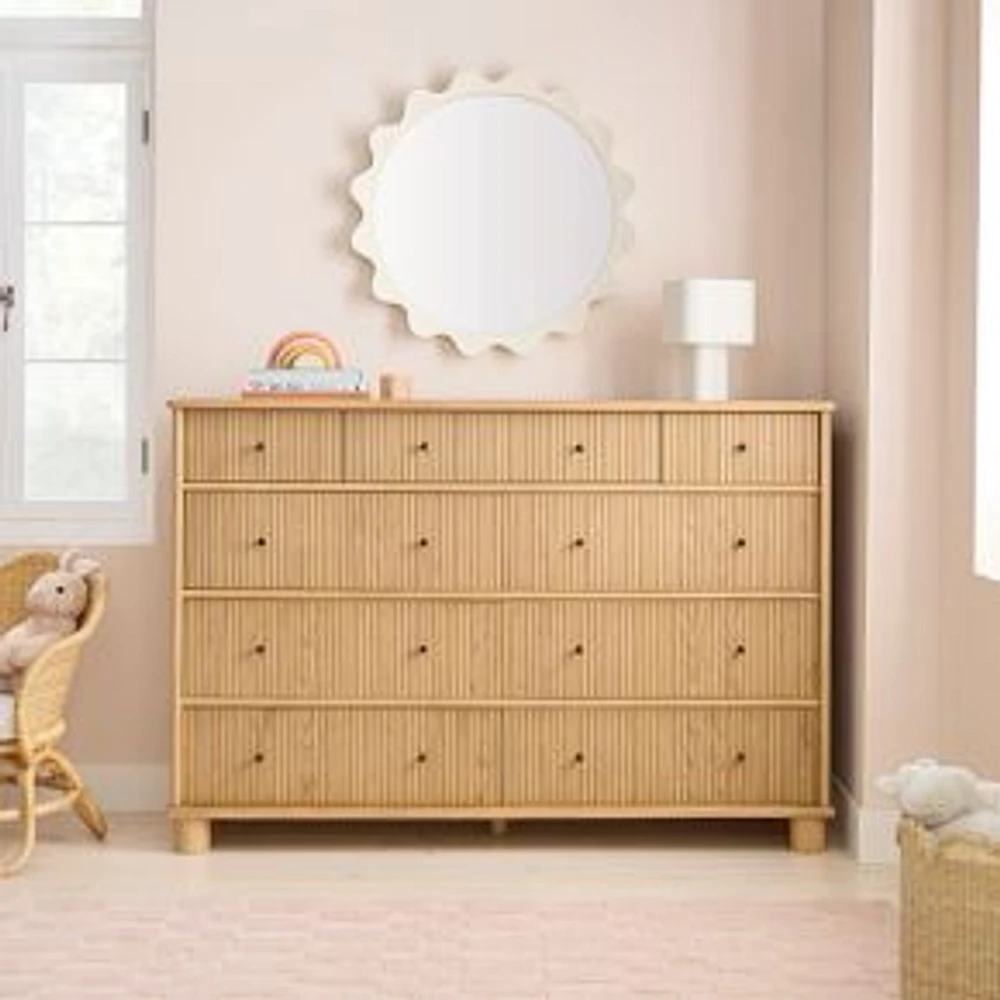 Elora Extra Wide Dresser, Oak Veneer, Blonde, 63"