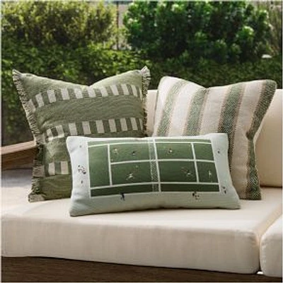 Outdoor Cabana Stripe Pillow, 20x20, Fern Green