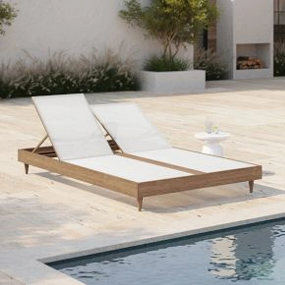 Portside Low Outdoor Double Chaise Lounge, Driftwood