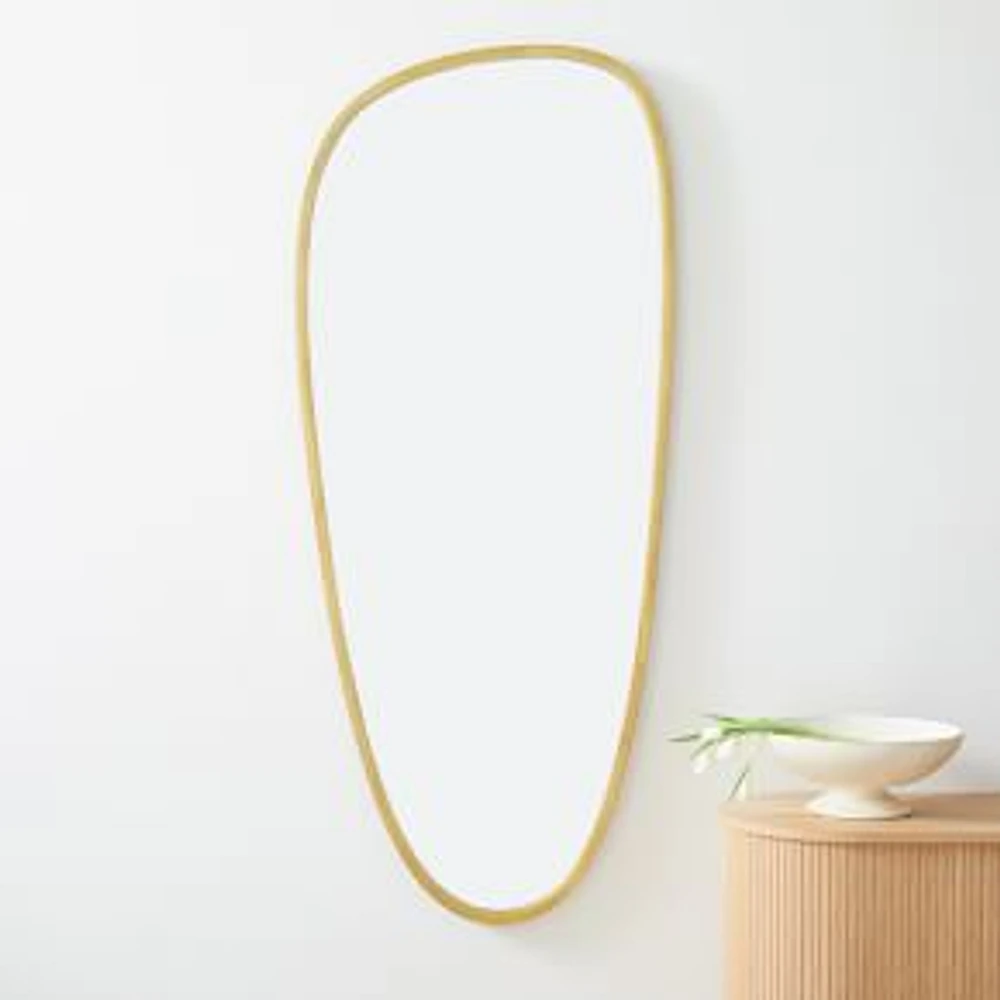 Mid-Century Asymmetrical Floor Mirror, Antique Brass, 28.25"Wx65.75"H