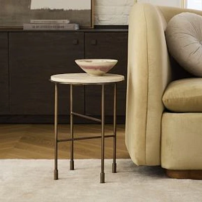 Fay 13" Side Table, Travertine