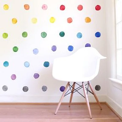 Color Story Rainbow Watercolor Dots Peel & Stick Wallpaper, WE Kids