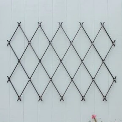 Wall Mounted Lattice Trellis, Wrought Iron, 67"W x 0.5"D x 43"H, Graphite