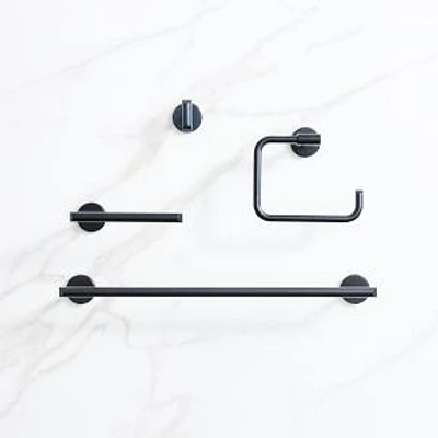 Mid Century Bath Hardware, Towel Ring, Matte Black