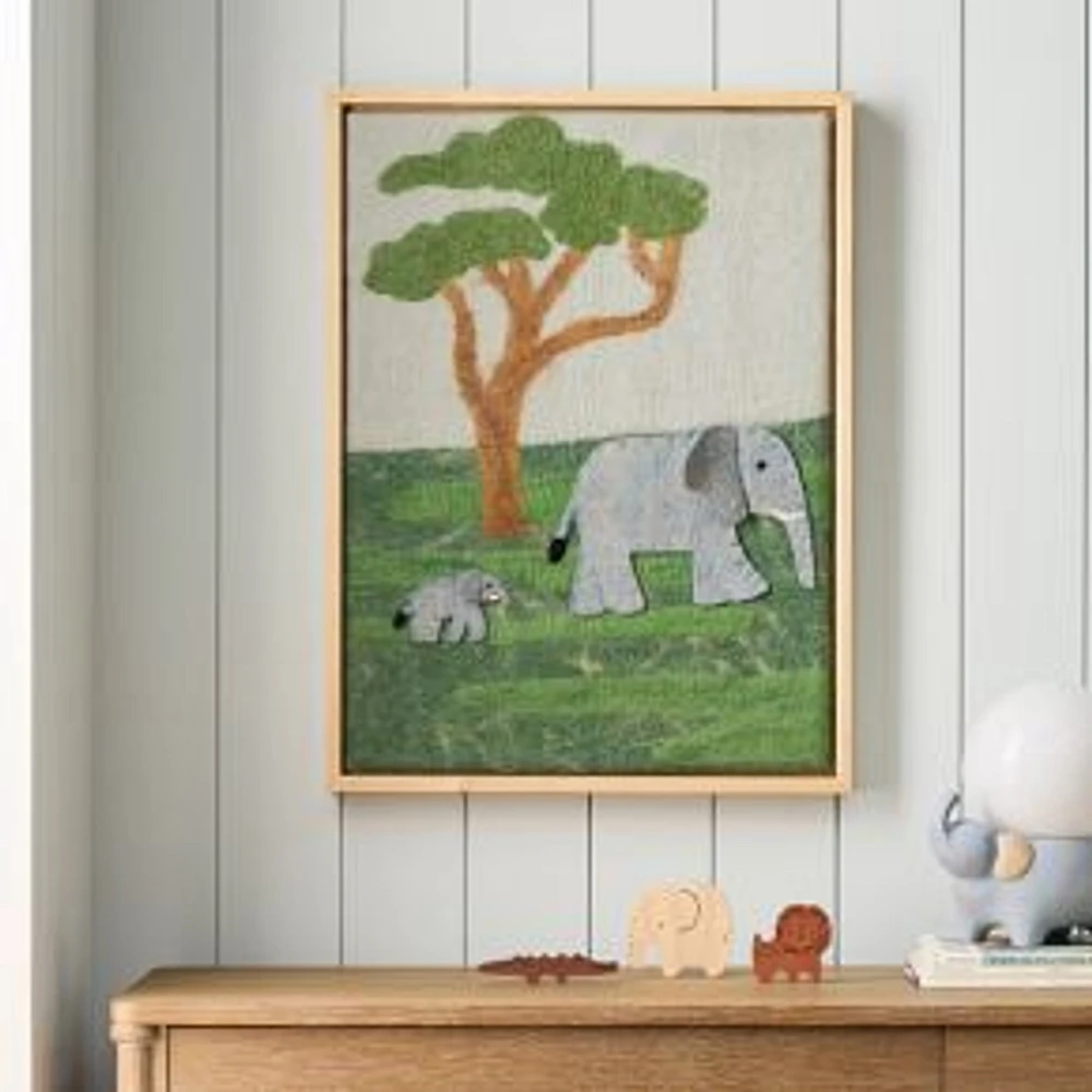 Elephant Baby And Mom Felt Wall Art