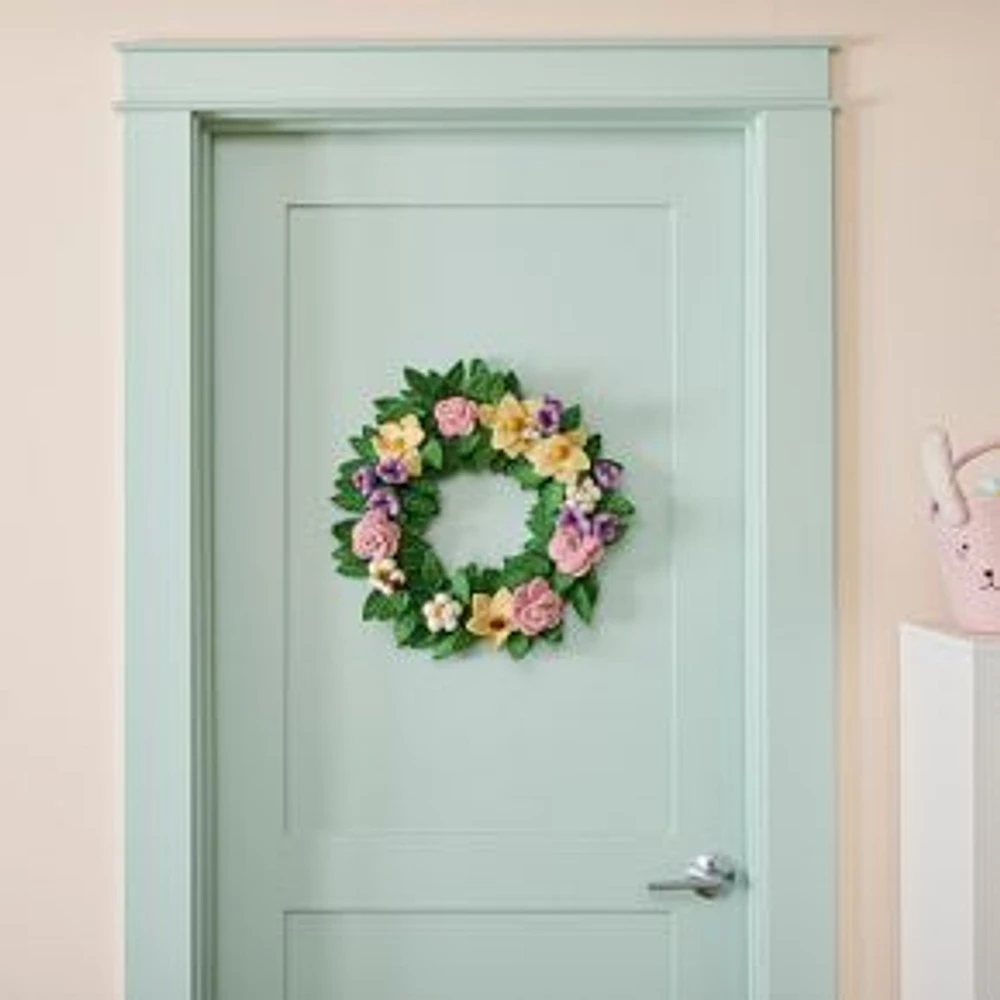 Spring Floral Wreath, Felt, Multi, 15"