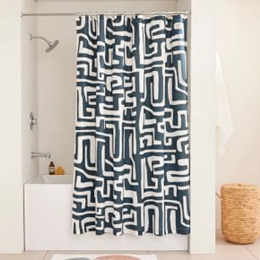 Walker Noble Kuba Shower Curtain, Petrol, 72"x74"