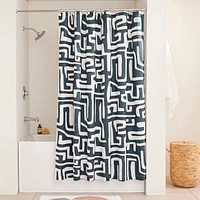 Walker Noble Kuba Shower Curtain, Petrol, 72"x74"