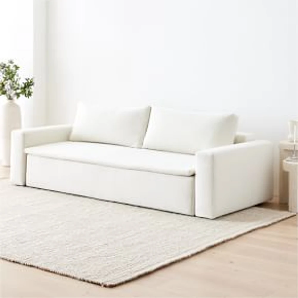 Harmony Modular Sleeper Futon, Full, Yarn Dyed Linen Weave, Alabaster