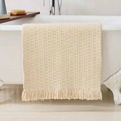 Textured Weave Bathmat, White, 20"x34"