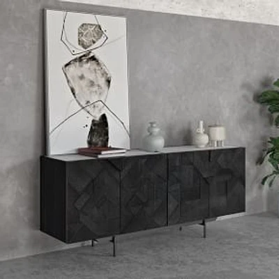 Geometric Relief 72" Buffet, Black