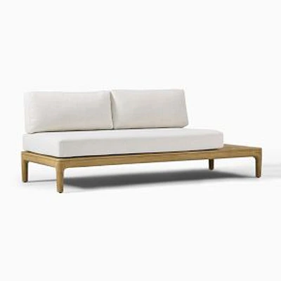 Catalina Outdoor Armless Sofa with Table, Reef, Natural Slub Weave, Shore