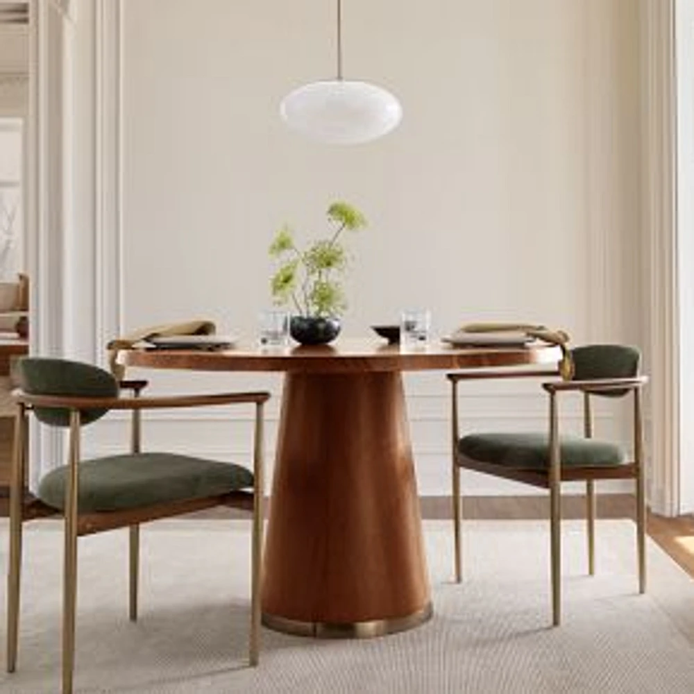 Aubin 48" Round Dining Table, Cool Walnut, Oil Rubbed Bronze