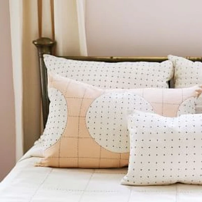 Anchal Lunar Dot Lumbar Pillow - Ivory Blush