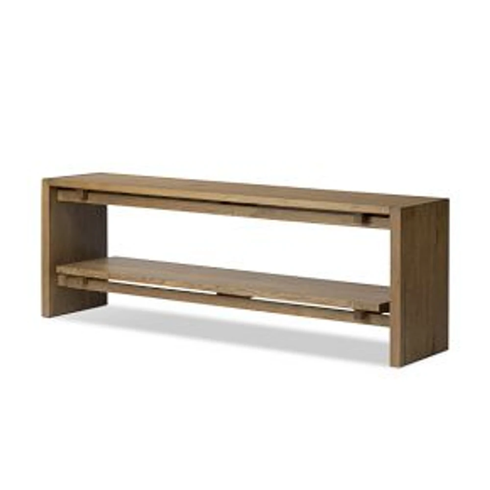 Genette Media Console, Rustic Amber Oak-Rustic Amber Oak Veneer