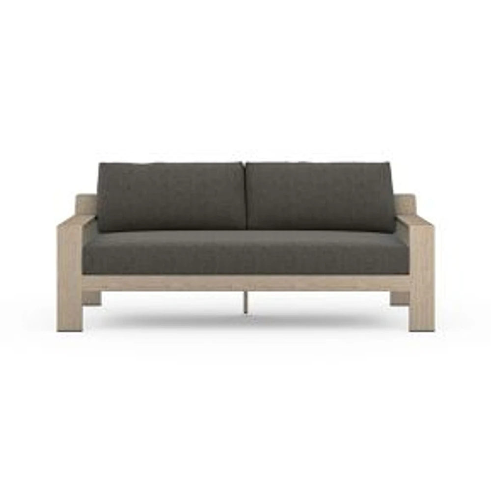 Angled Arm 74" Outdoor Sofa, Washed Brown, Charcoal