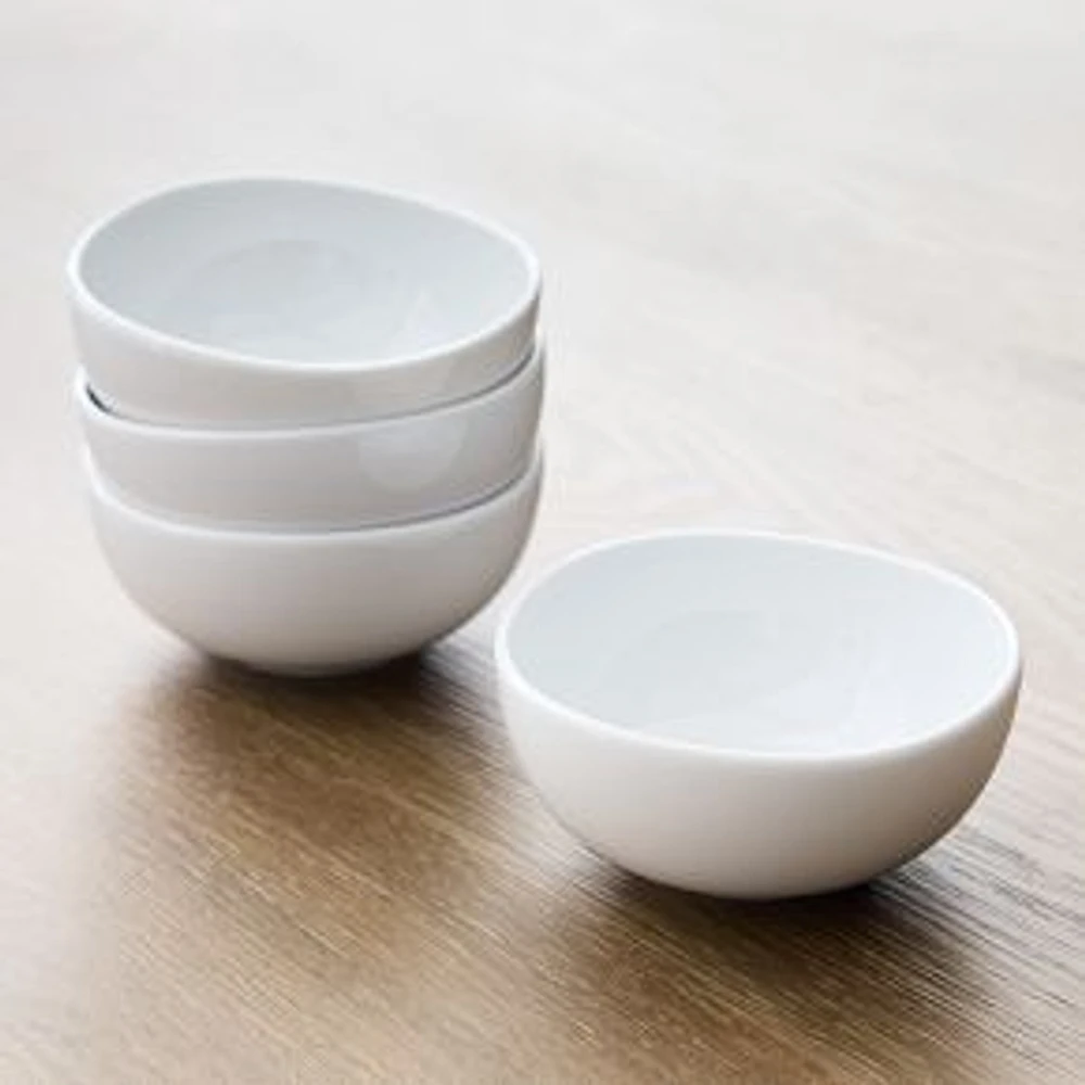 Organic Porcelain Dip Bowl, White, Set of 4