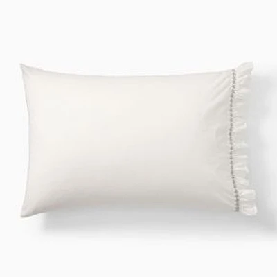 Daisy Trim Ruffle Sheet Set, White, Standard Pillow Cover Set of 2