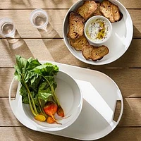 Modern Melamine Outdoor Serve Bowl, White