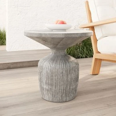 Tambor Outdoor 21 in Round Side Table, Gray