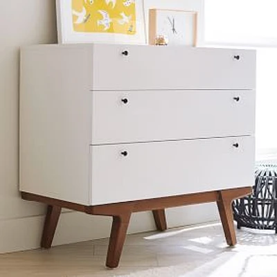 Modern -Drawer Dresser, White/Pecan