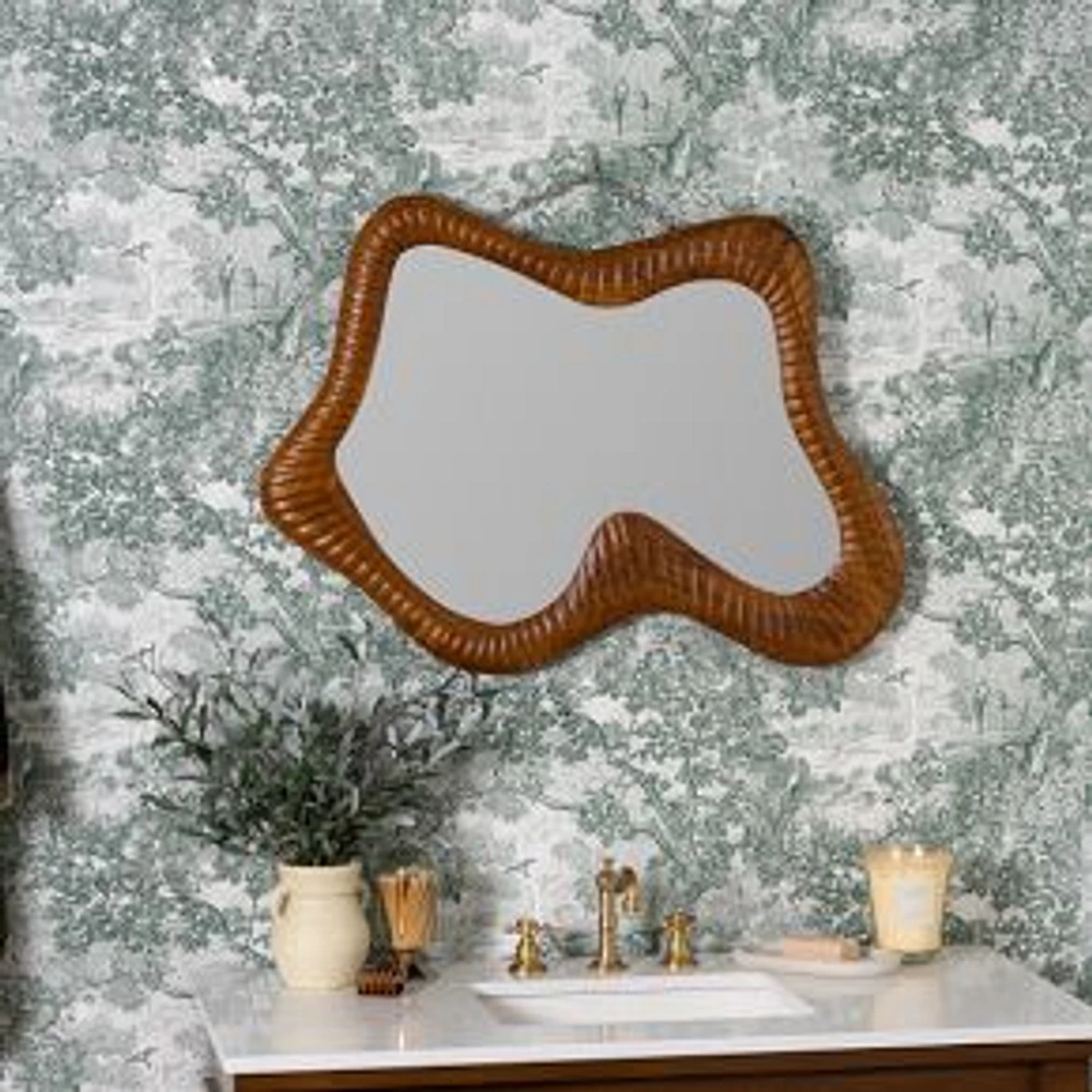 Craved Wood Irregular Mirror