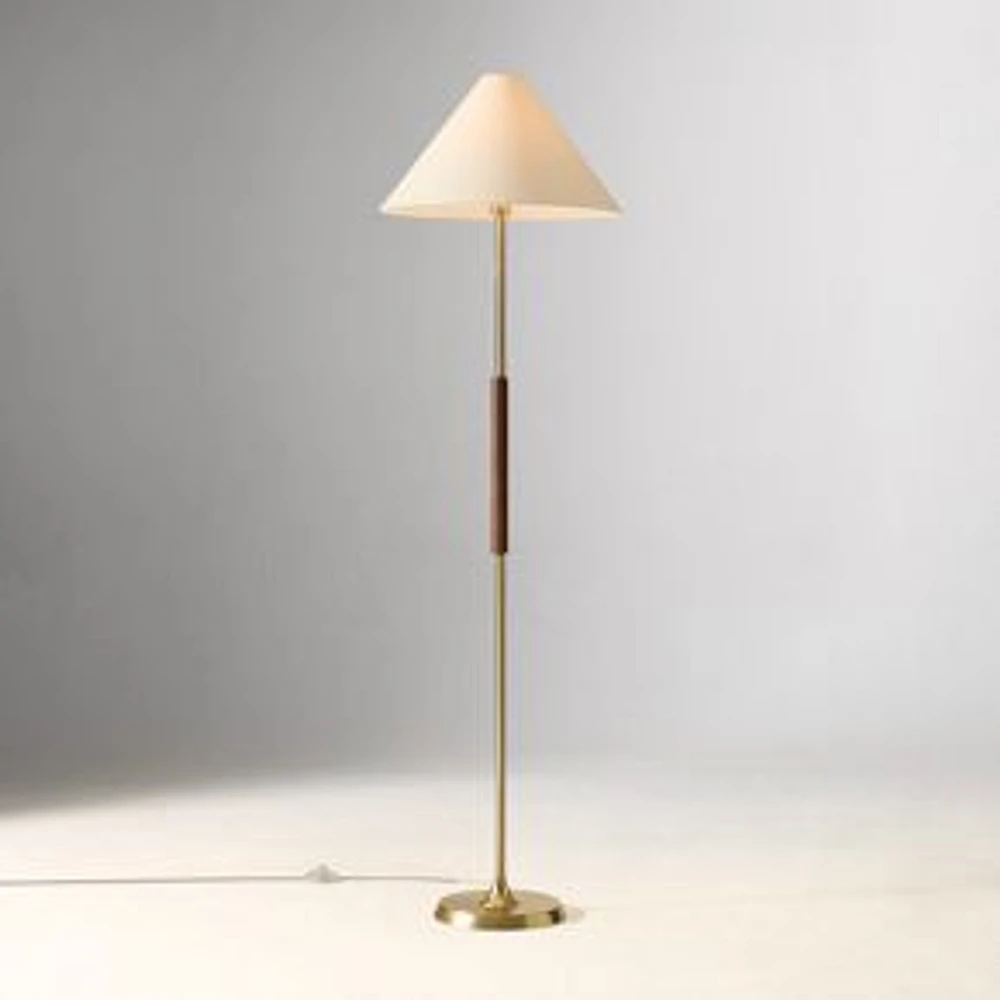 Arlie Floor Lamp, 58", Wood/Antique Brass