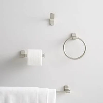 Mid-Century Contour Bath Hardware, Towel Ring, Brushed Nickel