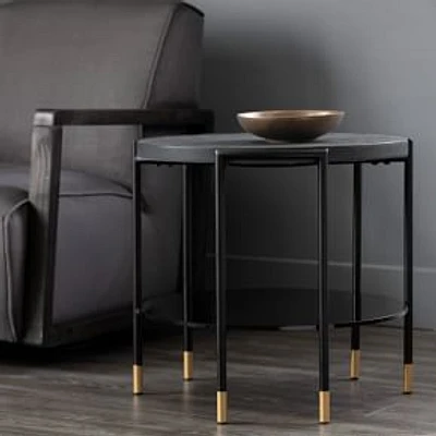 Lofted Gold Footed Side Table, Black