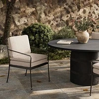 Aimie Outdoor Dining Armchair: Ramiro Ecru-Matte Gunmetal, 28.4