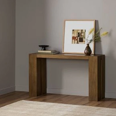 Tiana Pine Console Table, 52", Tawny Rubberwood Veneer