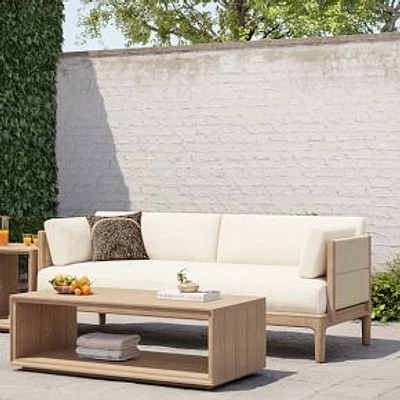 Catalina Outdoor 76" Sofa, Reef Wicker, Natural Slub Weave, Shore