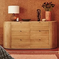 Modern (66") Round Dresser  ,Solid Oak