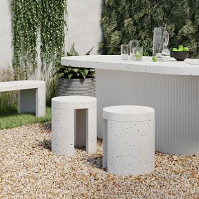 Terrazzo Concrete Outdoor Stool,Cement, Terrazzo,