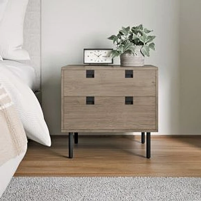 Iron & Acacia 24" 2-Drawer Nightstand, Gray Wash