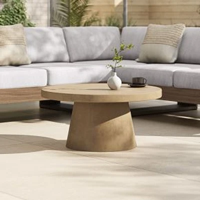 Textured Concrete 32" Indoor/Outdoor Coffee Table, Mushroom