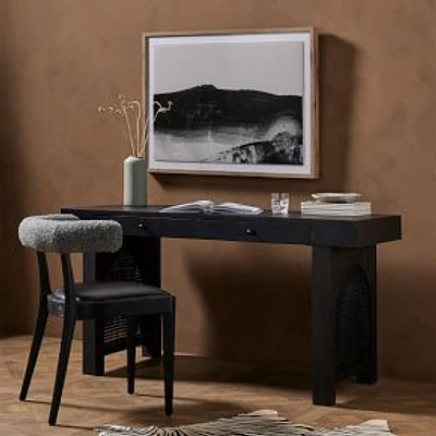 Cane 60" Desk, Black Wash