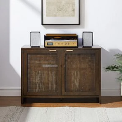 Crosley Kenji Record Storage Media Console. Dark Brown