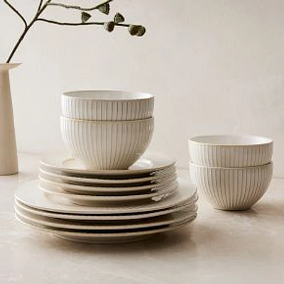 Textured Dinnerware, Set of 16, White