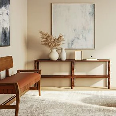 Annabeth Twisted Acacia Console Table, 76", Mellow Bourbon