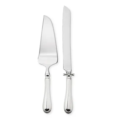 Gold / black cake knife set engraved with stars 2 pieces