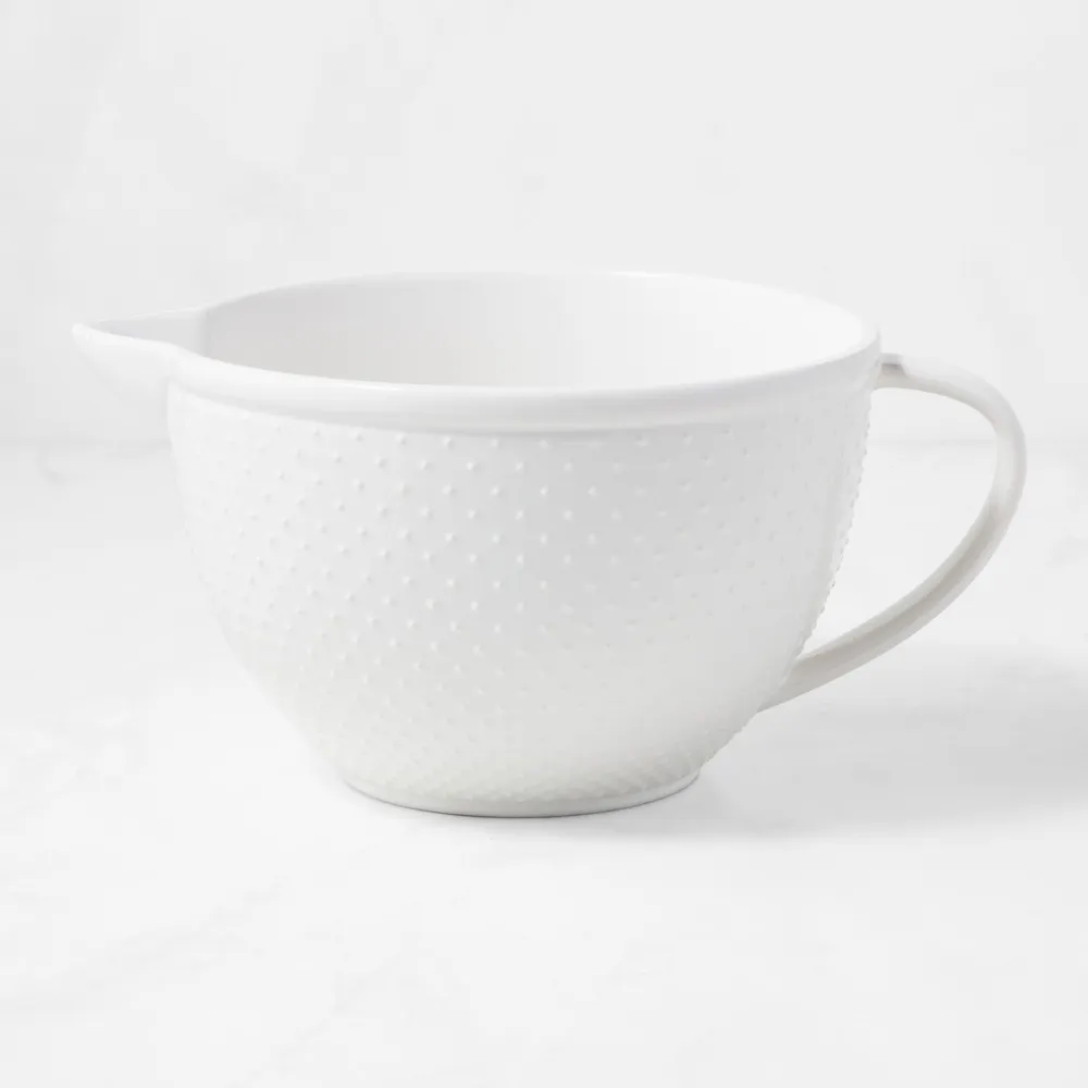 Williams Sonoma Swiss Dot Ceramic Mixing Bowl with Pour Spout